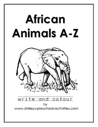 African animals alphabet colouring book