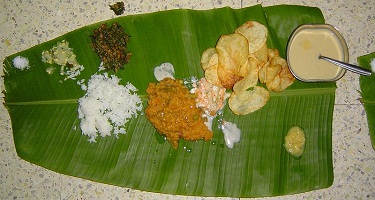 Banana leaf with Indian foods