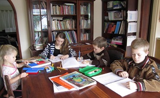 homeschool in the dining room