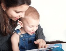 Mother and child reading together